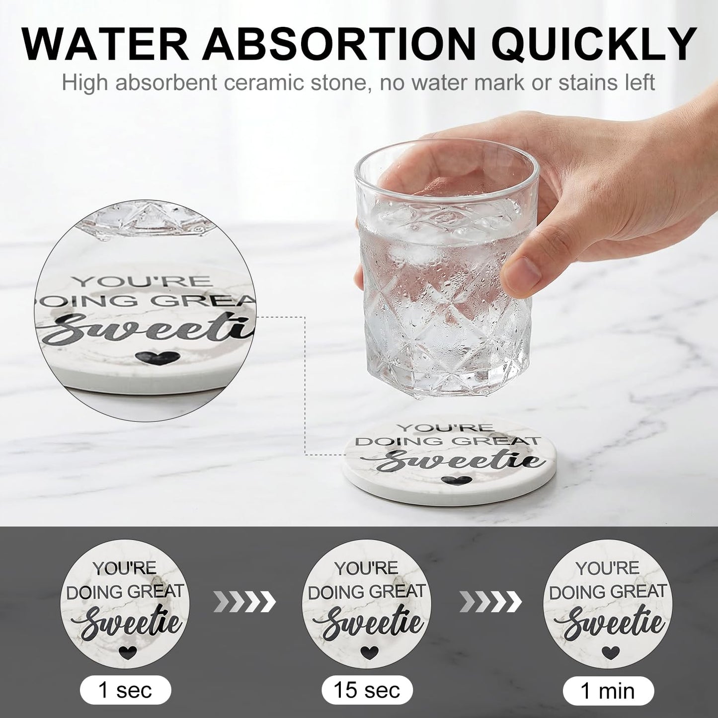Funny Coasters with Holder Cool Gag Gifts for Adult Women Drink Fun Cup Coaster Set of 6 Coffee Table Bar Decor Unique Modern Coasters Man Cave Accessories Home Housewarming Gift Barsys Coster