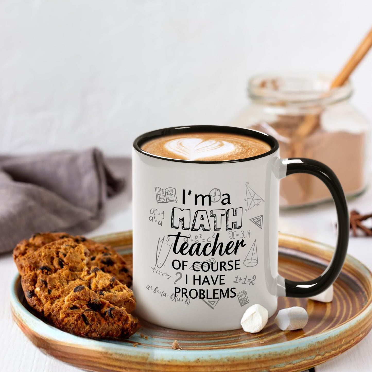 YHRJWN Math Teacher Gift Coffee Mug, I'm a Math Teacher of Course I Have Problems, Funny Appreciation Gift for Birthday Christmas, 11 Oz, White Ceramic