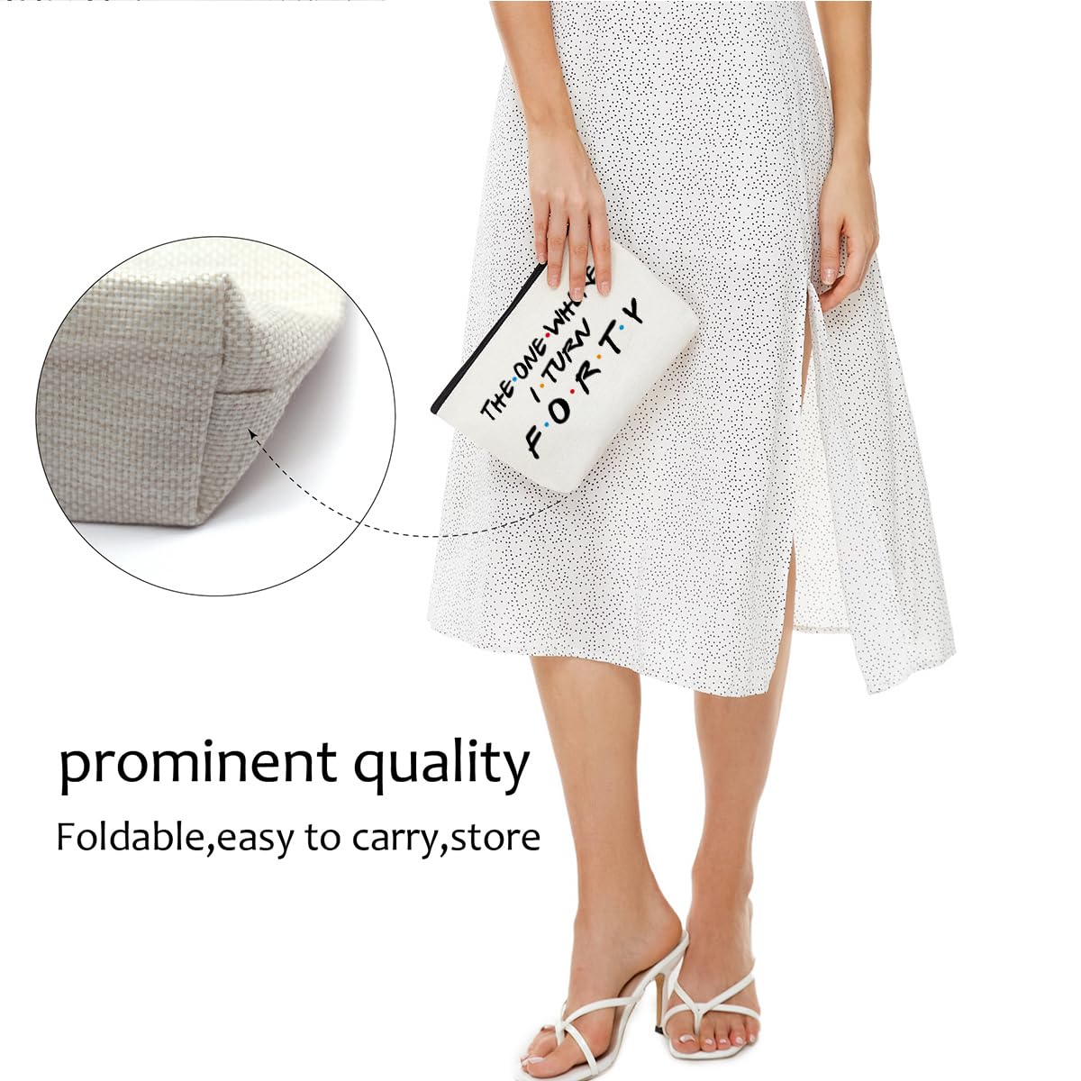 Blue Leaves Funny 40th Birthday Gifts Women Makeup Bag Cosmetic Travel 40 Year Old for Mom Friends Sister Aunt Wife Coworker Toiletry Turning Forty Bday