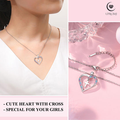 UPROMI Cross Necklace for Girls Back to School Gifts for Girls Baptism First Communion Confirmation Graduation Gifts