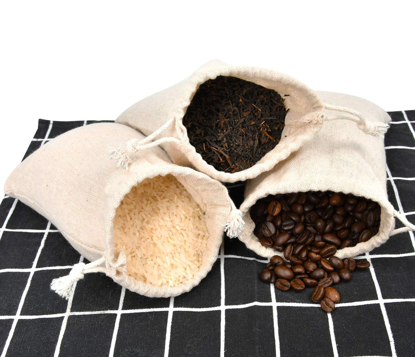 calary 5x6.9 Inch Double Canvas Drawstring Bag Cotton Pouch Gift Sachet Bags Muslin Bag Reusable Tea Bag (25pcs)