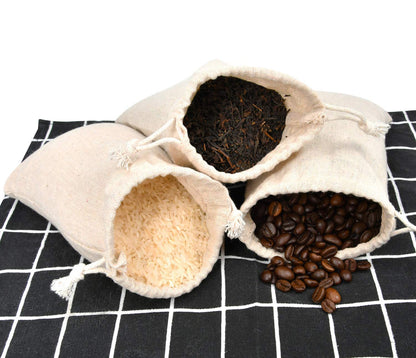 calary 5x6.9 Inch Double Canvas Drawstring Bag Cotton Pouch Gift Sachet Bags Muslin Bag Reusable Tea Bag (25pcs)