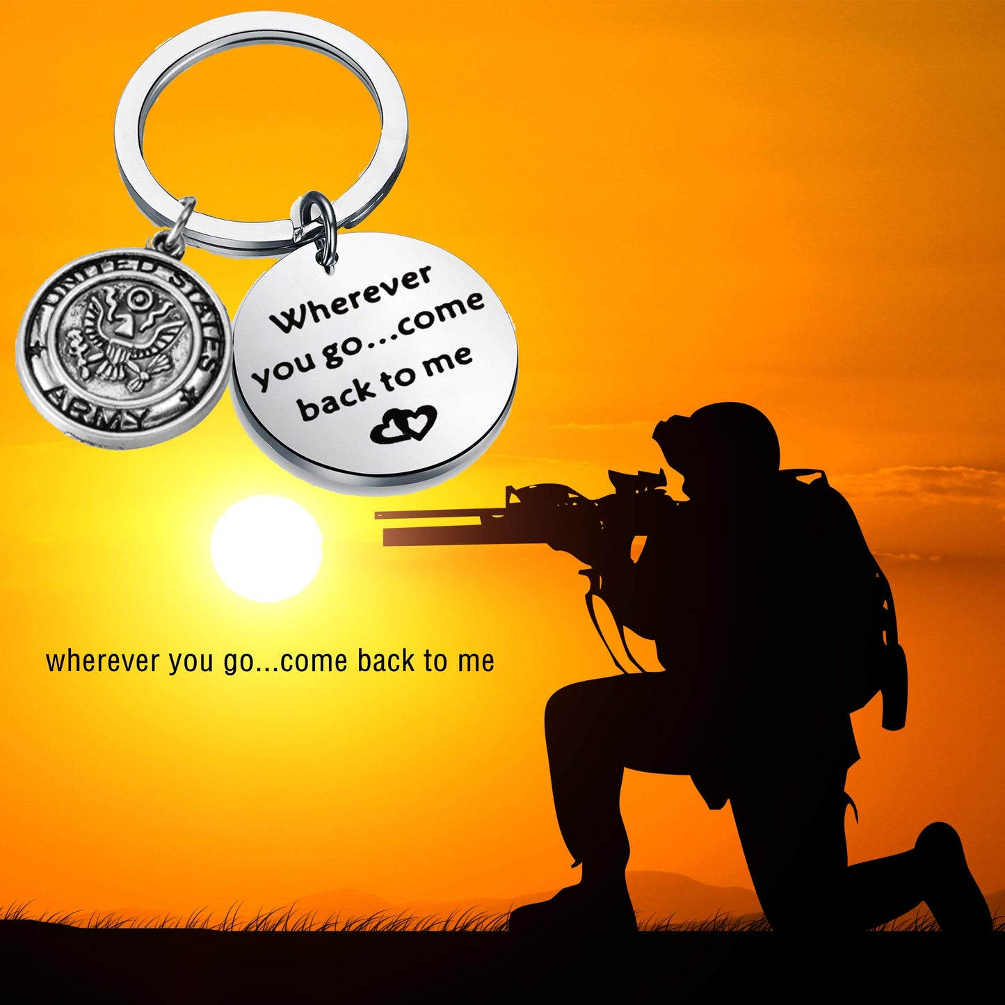 AKTAP Wherever You Go Come Back to Me Graduation Gift Dad Husband Gift Key Ring Deploying Partner Boyfriend Girlfriend