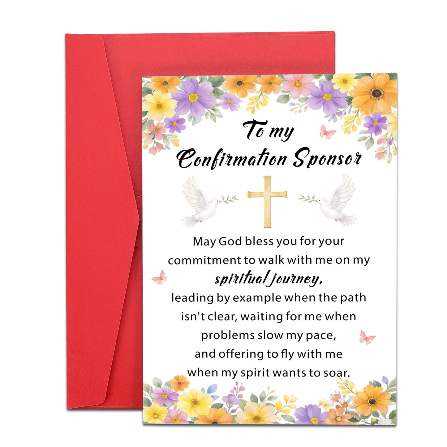 Confirmation Sponsor Card, Confirmation Sponsor Gifts for Women Men, Catholic Confirmation Cards for Godmother Godfather Appreciation Gift Christian Religious Sponsor Thank You Card for Godparent