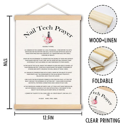 pouep Nail Tech Prayer Wooden Poster Hanger Frame 12.5x17 Inch,Appreciation Gift For Nail Techs,Nail Tech Gifts,Nail Tech Gifts For Woman