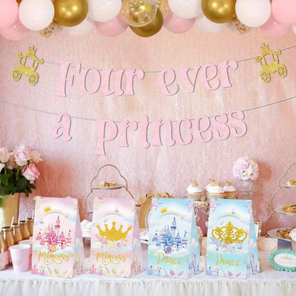 24 Pcs Princess Prince Party Gift Bags with Stickers,Castle Themed Birthday Party Favor Bags for Princess Prince Party,Gender Reveal & Wedding Decorations Supplies