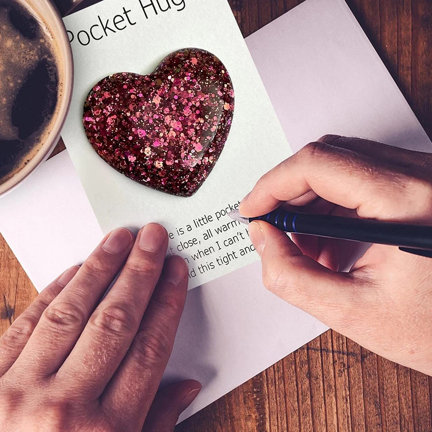 4 Pack Pocket Hug Heart Token With Greeting Card - Pocket Hug Cards Keepsake Gifts - Hug Miss You Birthday Wedding Valentines Mothers Day Gifts for Mom Women