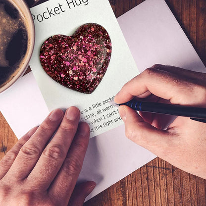 4 Pack Pocket Hug Heart Token With Greeting Card - Pocket Hug Cards Keepsake Gifts - Hug Miss You Birthday Wedding Valentines Mothers Day Gifts for Mom Women