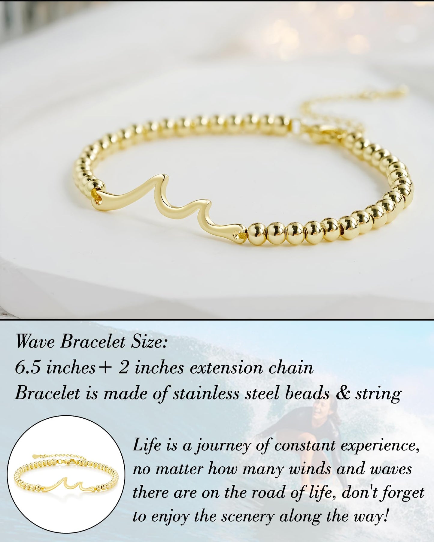 Tarsus Inspirational Gifts for Women Men, Through The Waves of Life, Life is Tough but so are You, Encouragement Bracelet Thoughtful Gifts for Friend Sister Coworker...