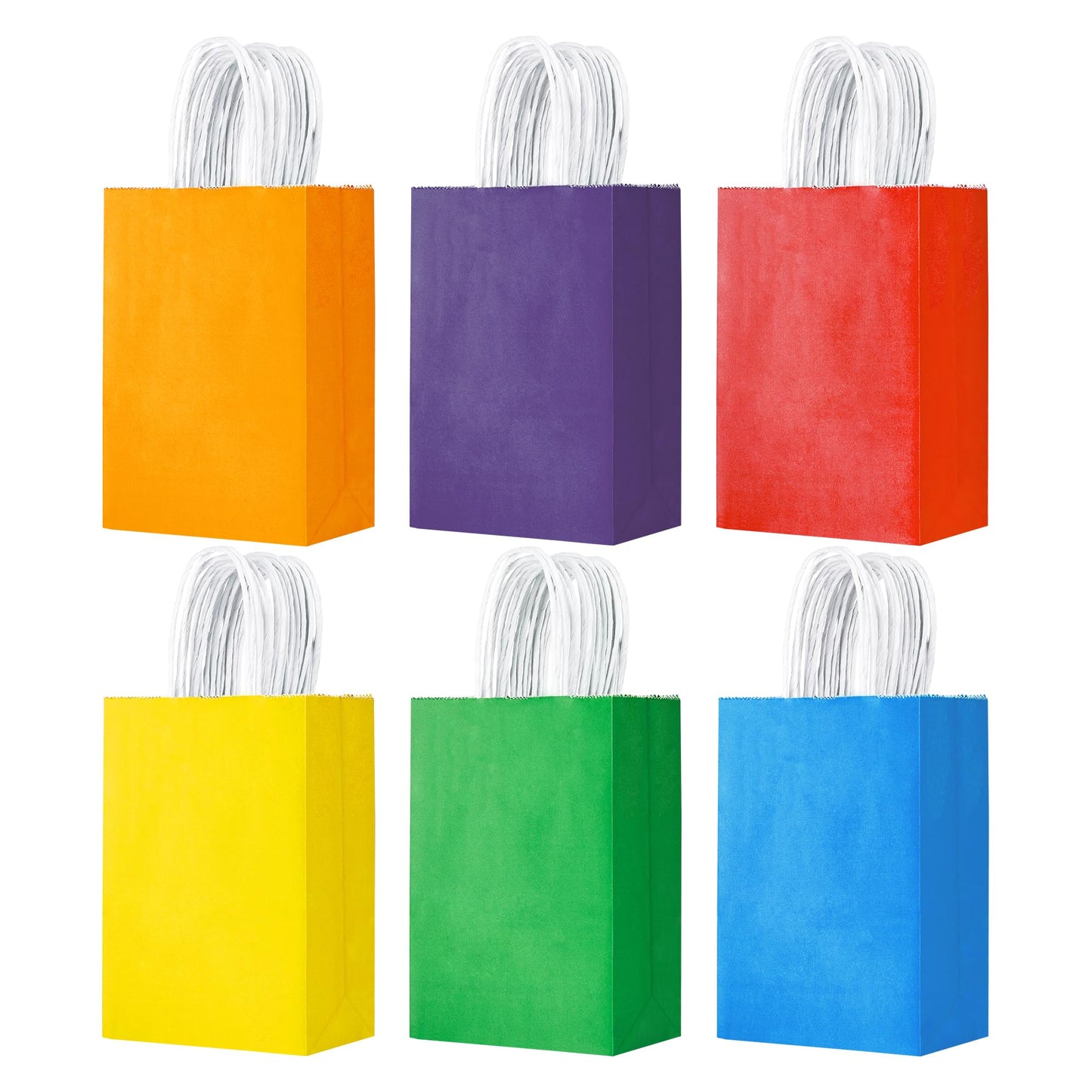 YEEHAW 24 Pack Small Gift Bags 5.8"×3.2"×8.25" Kraft Paper Bags with Handles, Party Favor Bags Bulk for Kids Birthday, Baby Shower, Crafts, Wedding, Party (6 Colors)