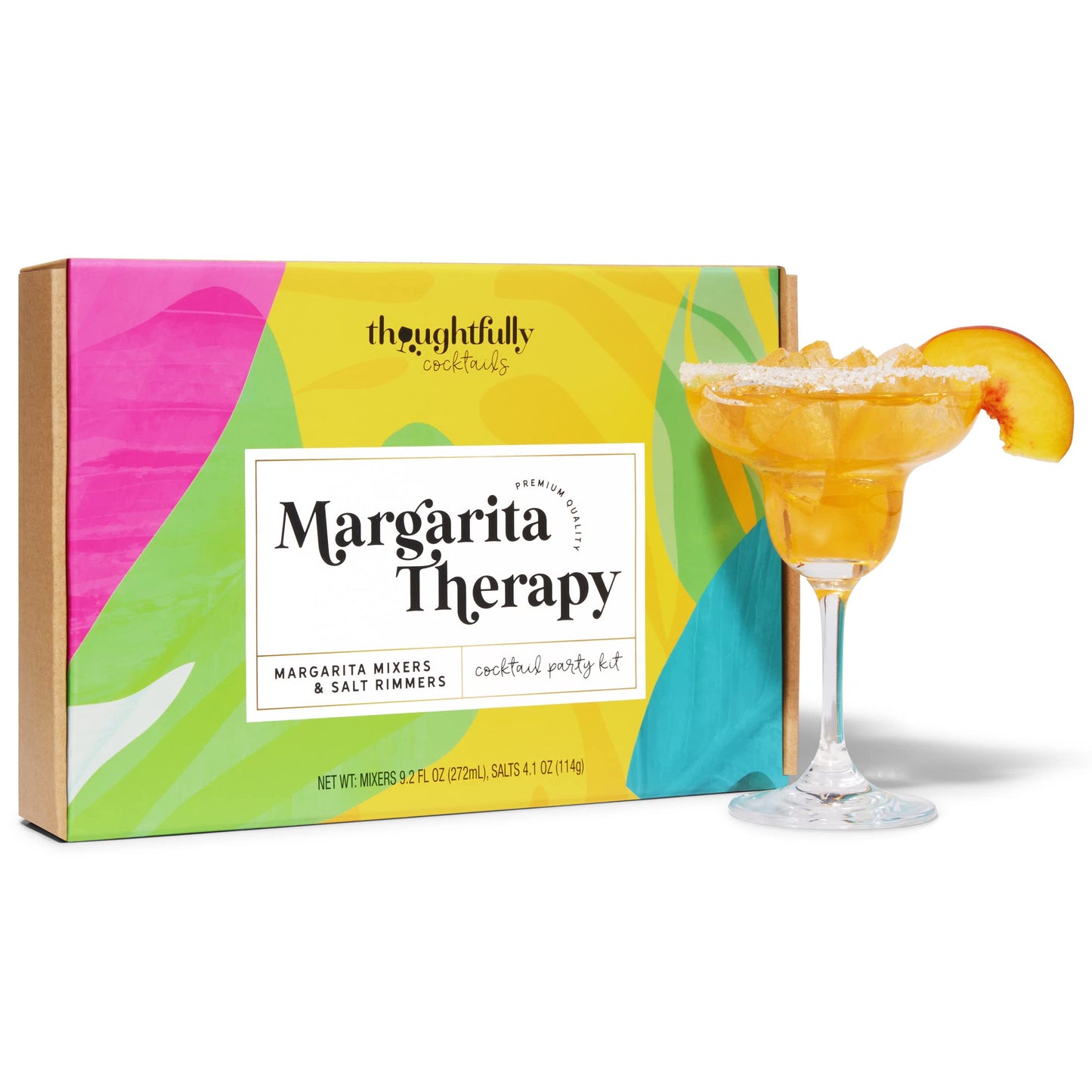 Thoughtfully Cocktails, Margarita Cocktail Therapy Gift Set, Pre-Measured Single Serve Mixers, Includes 4 Fruit Flavored Margarita Mixers and 3 Flavored Rimming Salts, Set of 7 (Contains NO Alcohol)