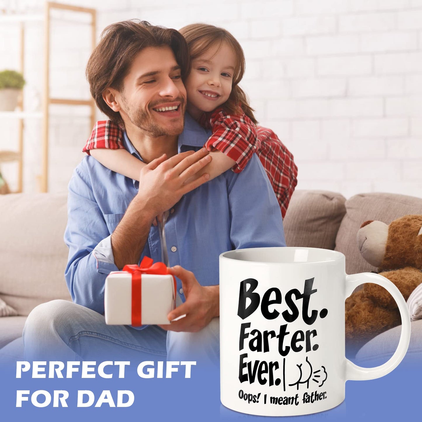 Fathers Day Funny Gifts for Husband Dad Him from Daughter Son Kids Wife - 11 OZ Ceramic Coffee Mug - Stocking Stuffers for Christmas Xmas,Birthday, Anniversary Gag Presents Ideas for PaPa Step Dad