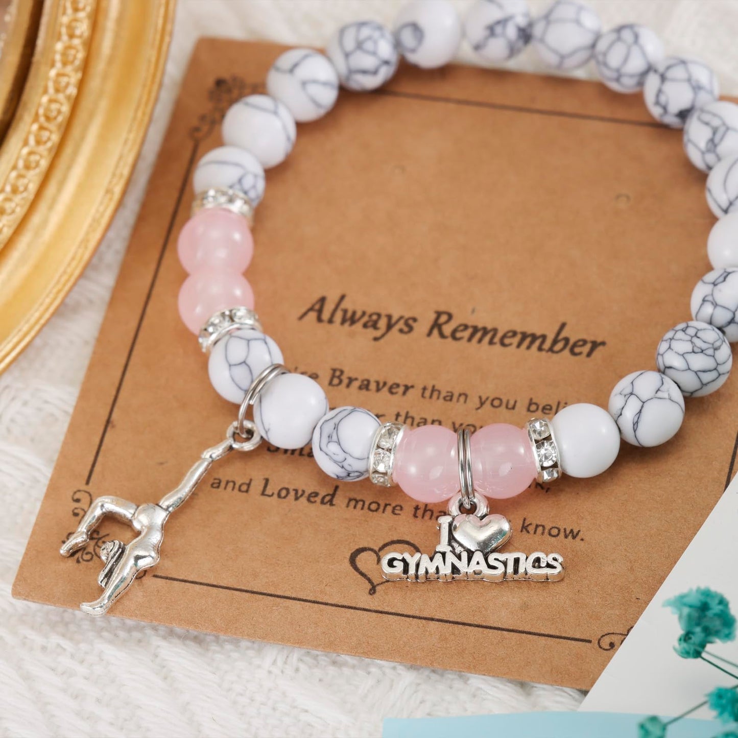 HUTIMY Gymnast Gifts for Women Female Cute Gymnastic Coach Jewelry Beads Gymnastics Bracelet