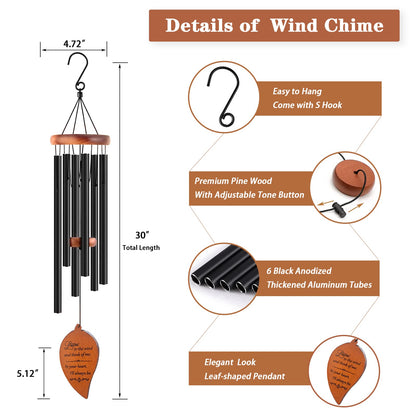 Soopau Memorial Sympathy Wind Chimes, Sympathy Gift Baskets in Memory of a Loved One Mother Father for Memorial/Bereavement/Condolence, 30" Wooden