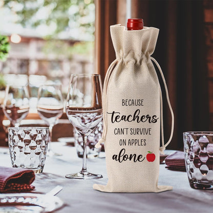 Funny Teacher Gifts for Women, Teacher Wine Bag, Teachers Valentines Day Retirement Appreciation Birthday Gifts for Teachers，Teachers Wine Bottle Bags
