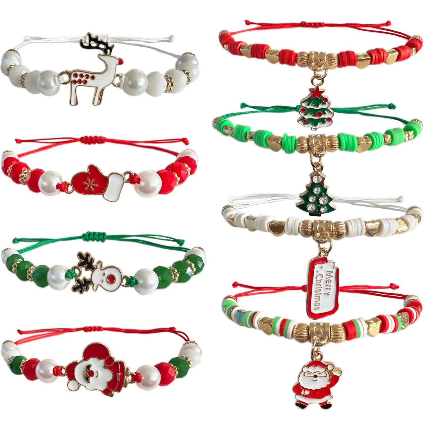 Bovemee 8pcs Christmas Bracelets For Women Gifts Merry Christmas In July Decorations Holiday Party Favors Stocking Stuffers Crafts Jewelry Bracelet