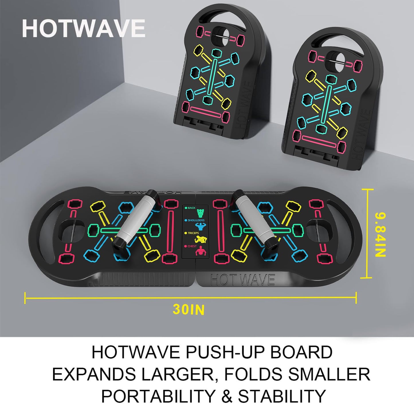HOTWAVE Push Up Board Fitness, Portable Foldable 20 in 1 Push Up Bar at Home Gym, Pushup Handles for Floor. Professional Strength Training Equipment For Man and Women