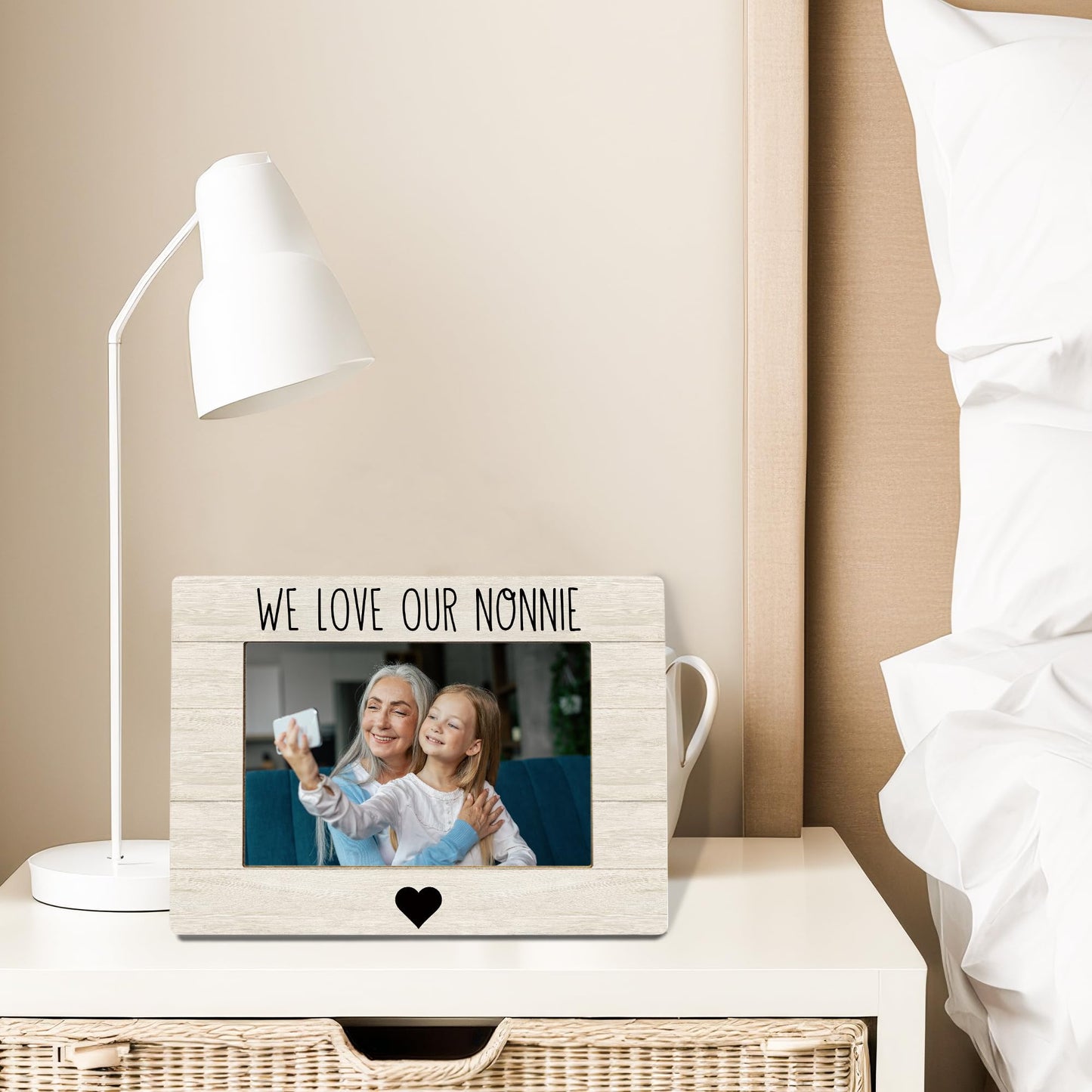 Nonnie Grandma Picture Frame, Mother's Day Gifts for Grandma, Grandmother Gifts From Grandkids Photo Frame 4X6, We Love Our Nonnie Wooden Photo Picture Frames for Desk Tabletop Decor