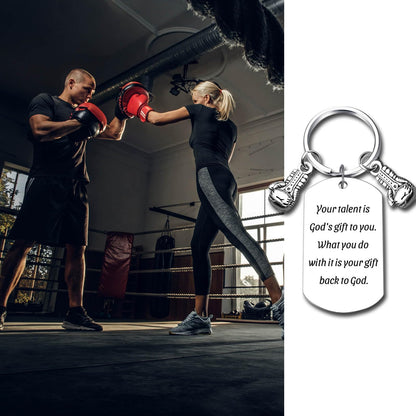 Inspirational Boxing Glove Keychain - Steel Appreciation Keepsake & Memorial Gift for Coach, Trainer, Colleague, Enthusiasts
