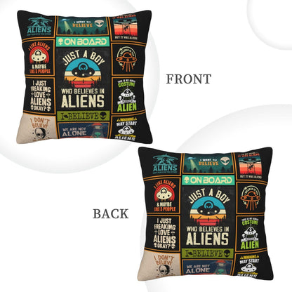 Alien Gifts - Funny Alien Gift for Men - UFO Gifts - Ancient Aliens Merchandise - Alien Stuff - Birthday Gift for Alien Lovers - Alien Decor Throw Pillow Cover 18"X 18"