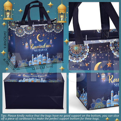 16PCS Ramadan Mubarak Reusable Gift Bags - Assorted Sizes, Multifunctional Non-Woven Party Bags for Gifts Wrapping