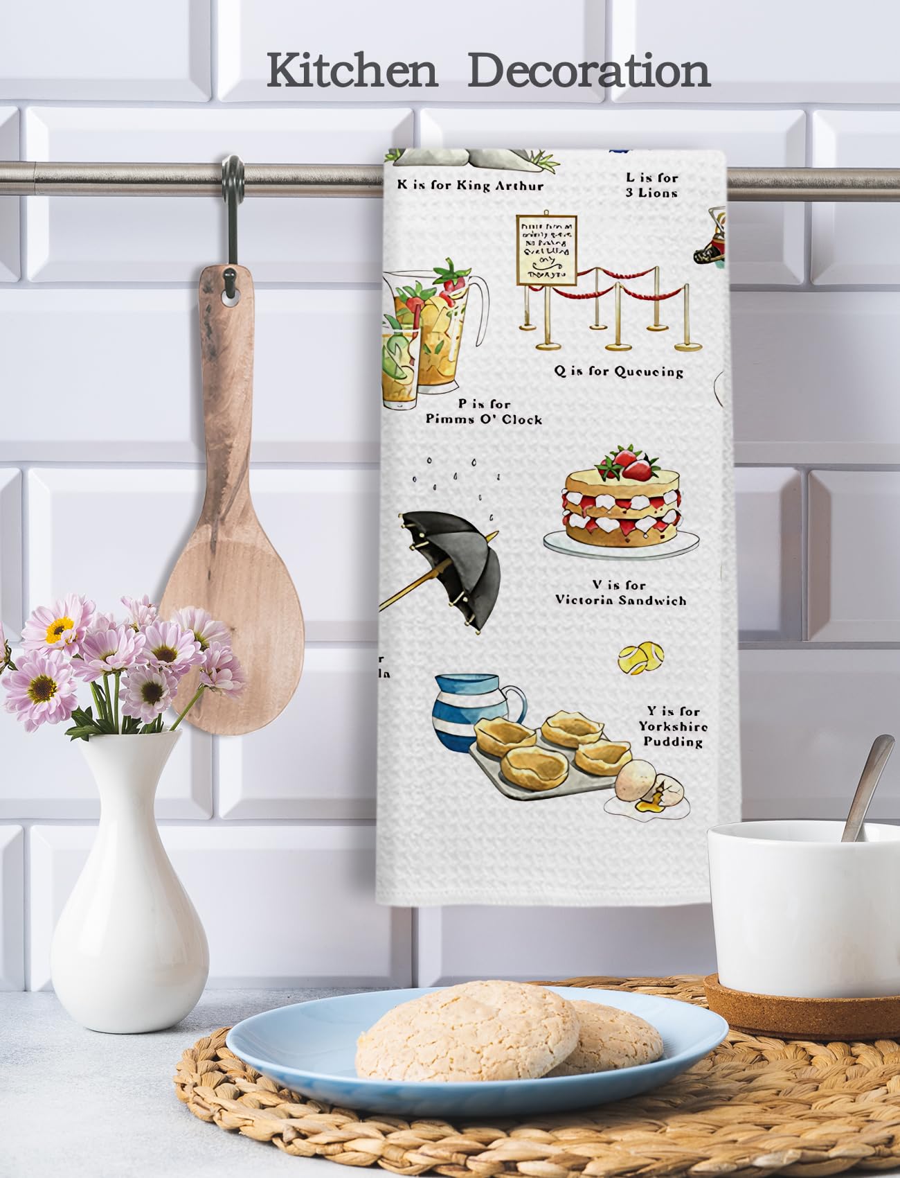 A Very English Alphabet Decorative Kitchen Towels 16x24 Inch ，English Gifts for Bathroom & Kitchen，British Gifts for Women Men，English Alphabet Lovers,