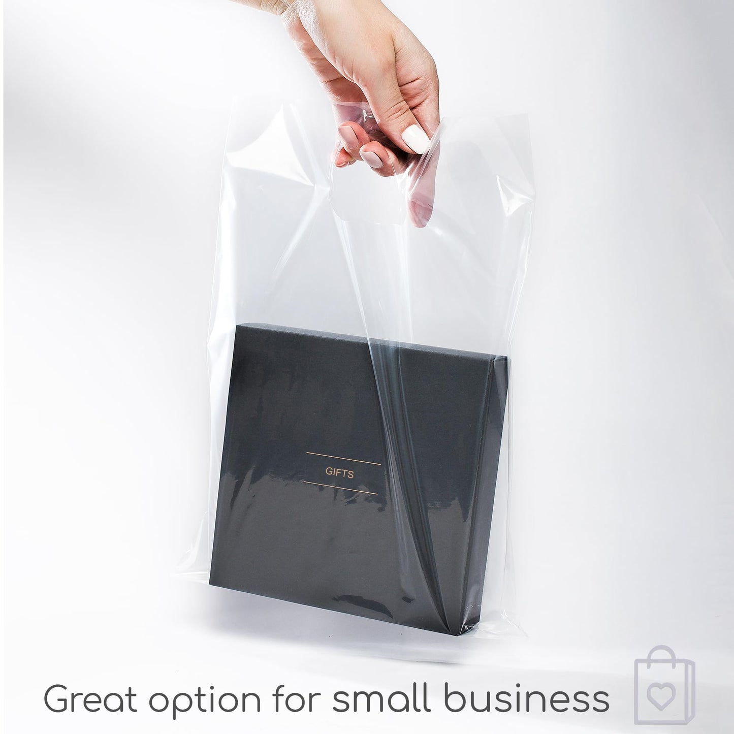 Choice Marts 100 Clear Plastic Bags With Handles 9"x12" Perfect for Merchandise And Retail 1.5Mil Thick Clear Gift Bags With Handles