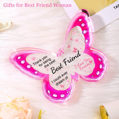 Birthday Gifts for Women, Best Friend Friendship Birthday Gifts for Women Christmas Ideas Funny Friends, Unique Best Bestie Special Decorations - Acrylic Butterfly Plaque 4.33 x 3.26 x 0.47 inch