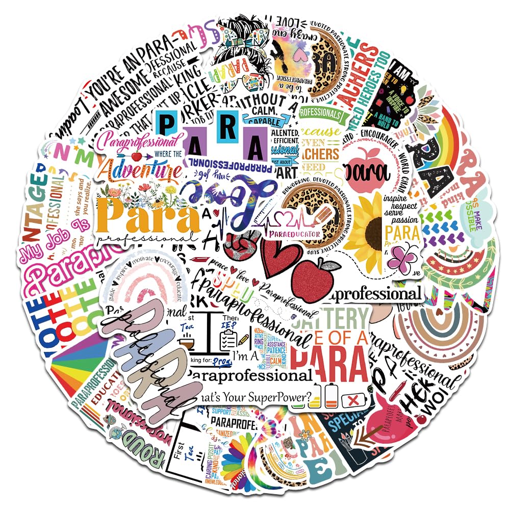 50PCS Paraprofessional Stickers para Sticker Back to School Stickers Teacher Day Sticker Paraprofessional Appreciation Gifts Water Bottle Laptop