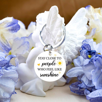 Sunshine Gifts for Women Motivational Sunshine Decorations Keychains Sunflower Gifts Basket for Women Friend Bestie Coworker Birthday Christmas Inspirational Cheer Up Gift for Her Sunshine Keyring