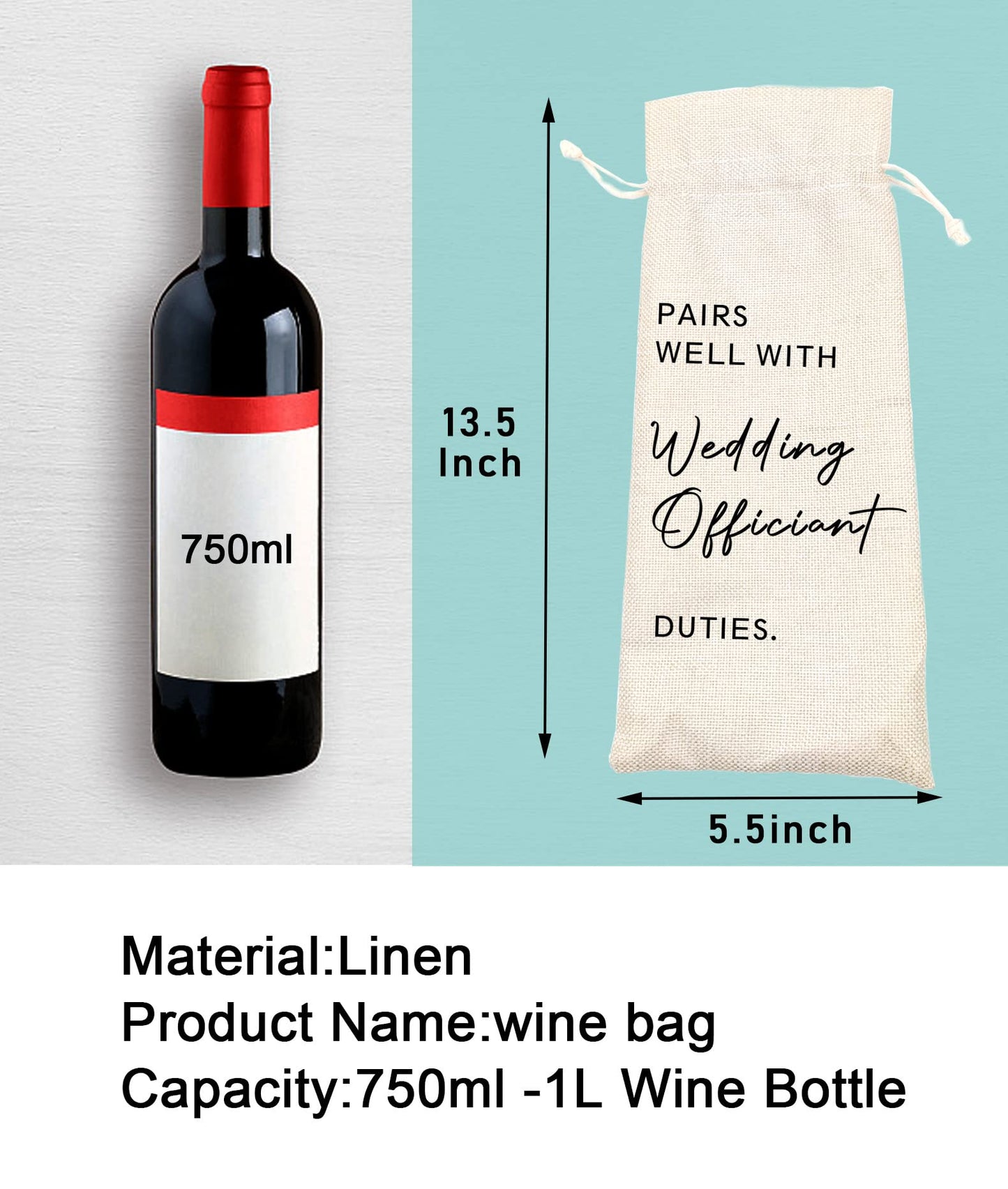 Socive Wedding Officiant Gift, Pairs Well with Wedding Officiant Wine Bag, Gifts for Pastor, Proposal Gift for Host, Drawstring Wine Bags