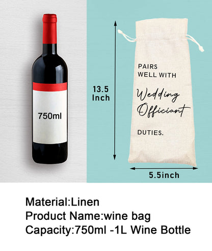 Socive Wedding Officiant Gift, Pairs Well with Wedding Officiant Wine Bag, Gifts for Pastor, Proposal Gift for Host, Drawstring Wine Bags