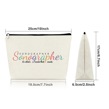 Sazuwu Sonographer Gifts For Women Makeup Bag Gift for Ultrasound Technician Sonography Diagnostic Maternity Doctor Nurse Sonography Radiology Medical Student Graduation Gift Cosmetic Bag