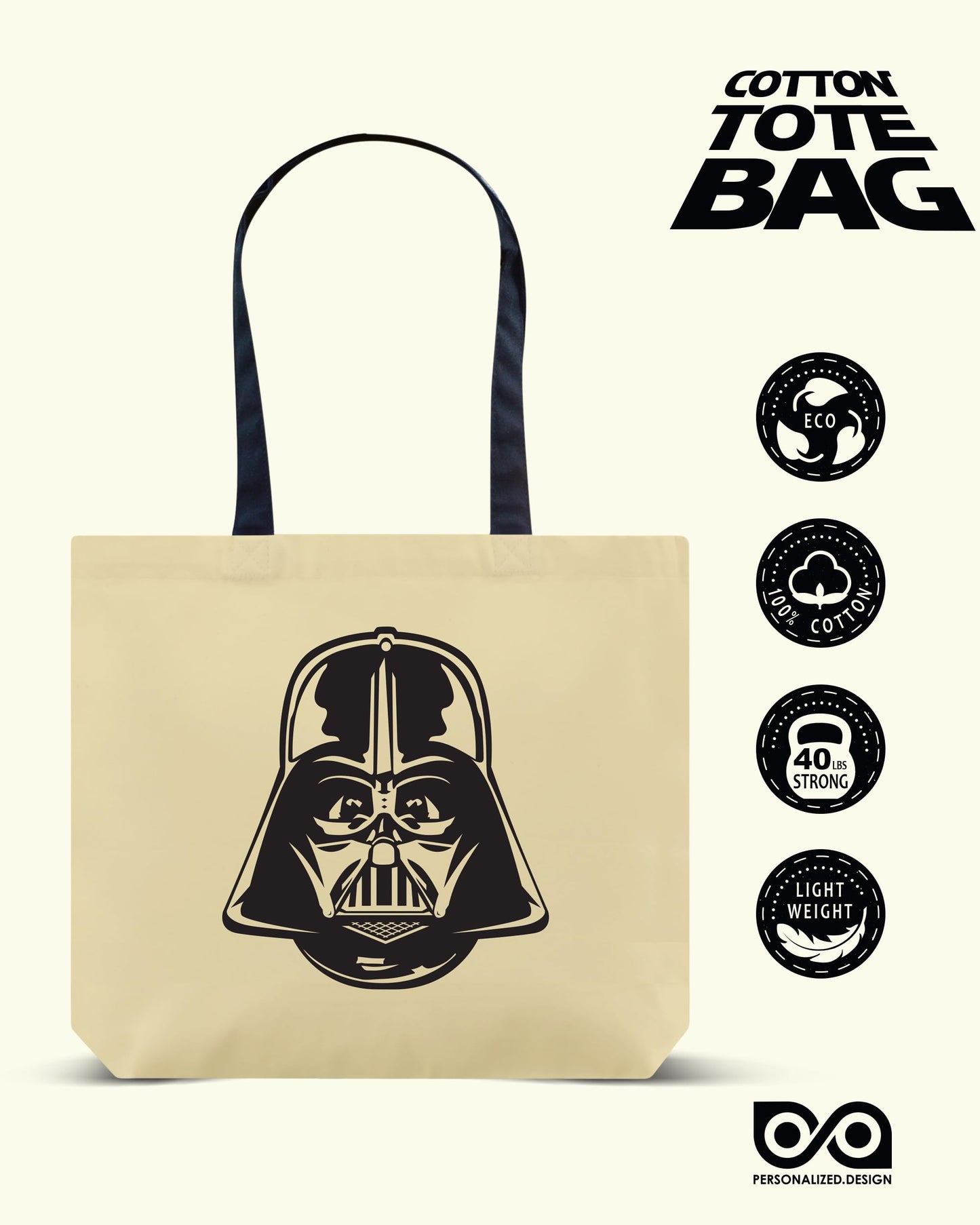 Personalized.Design Reusable Tote Bag Star Wars: Darth Vader - Christmas Party Gift Pouch - Shoulder Shopper with Handles
