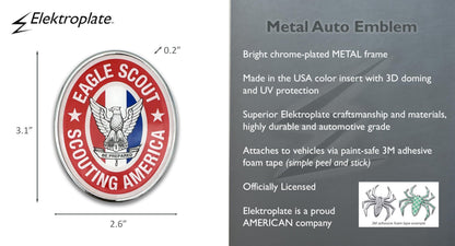 Elektroplate Officially Licensed Eagle Scout Metal Auto Emblem for Cars, Trucks, and All Auto | Universal Fit at 2.5" x 3.1" | Weatherproof