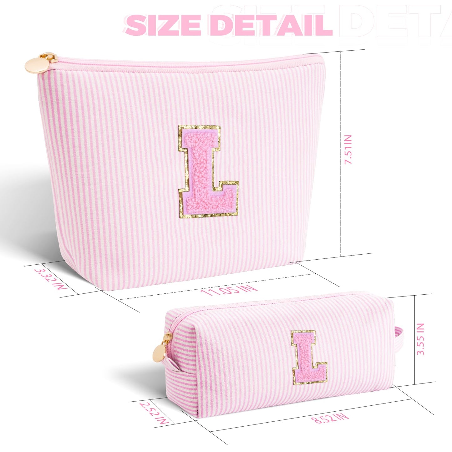 Birthday Gift for Kids Teen Girls | Dance Recital Gifts for Girls | Cosmetic Bag Daughter Sister Gifts Birthday for Women Teacher Preppy Makeup Bag - Pink,L