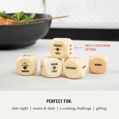 Two Tumbleweeds Foodie Dice - Set of 9 Dice to Inspire Creative, Seasonal Meals with Take Out Die - Unique Cooking Gift