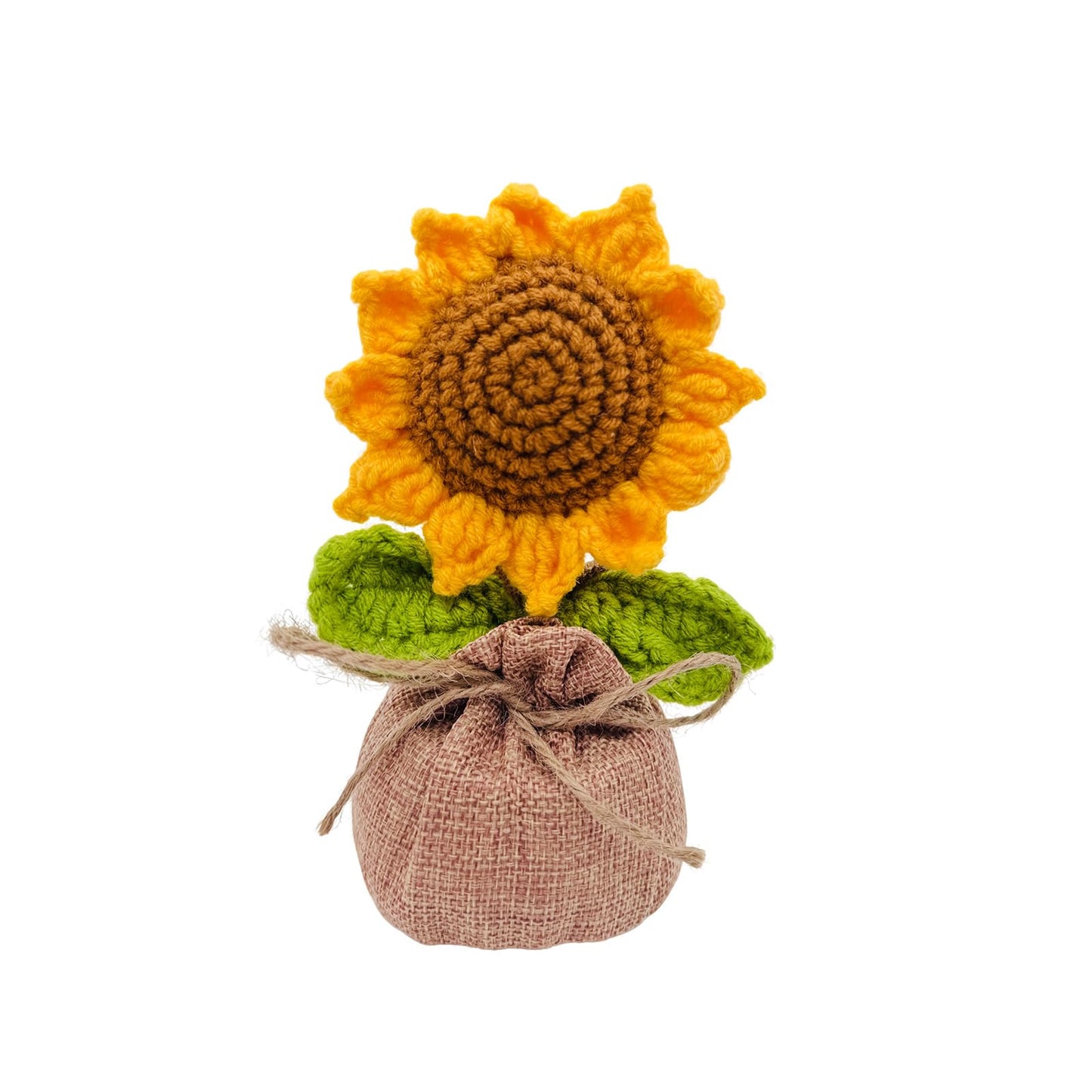 Crochet Sun Flowers Potted Flower, Handmade Knitted Sun Flores Birthday Gifts for Women/Mom/Grandparent, Valentines, Christmas,Positive Boho Crocheted Flower for Office Desk Decor
