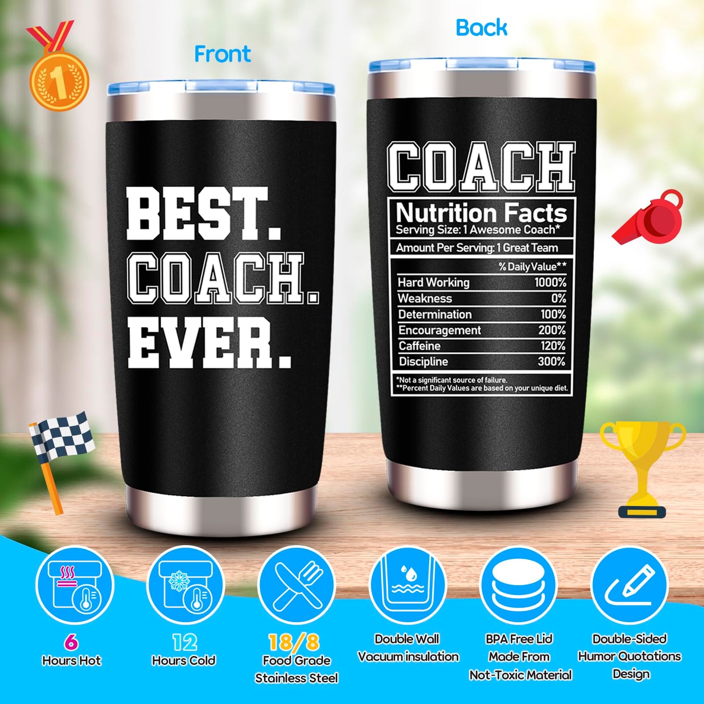 JTAMOHI Coach Gifts for Men Women, 20 Oz Best Coach Ever Tumbler Gifts, Thank You Coach Gifts, Birthday Christmas Gifts for Coach, Soccer Football Softball Basketball Swim Coach Appreciation Gifts