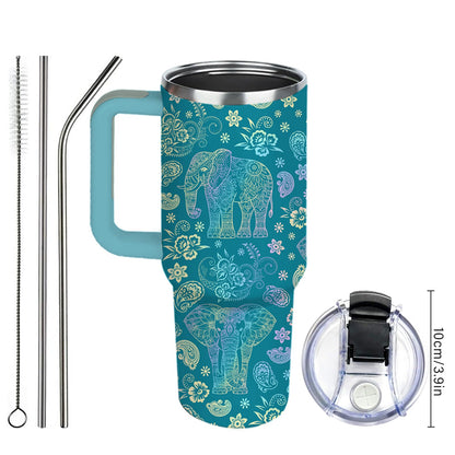 Elephant Tumbler 40oz, Travel Insulated Stainless Steel Tumbler Keeps Drinks Cold & Hot, Double Wall Vacuum, Elephants Gifts for Women Girls Coffee Travel Mug Cup Gift for Birthday Christmas