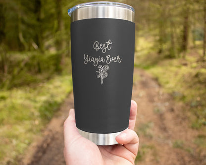 Best Yiayia Ever Tumbler - Floral Yiayia Mug - Yiayia Mug - Gift For Yiayia - Mother's Day Gift - Yiayia Coffee Mug - Stainless Steel Tumbler 20Oz