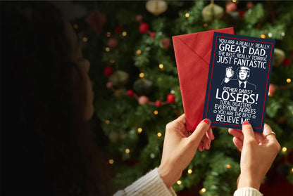 BETHEGIFT Funny Fathers Day Gift Card for Dad from Daughter, Son, Kids - Hilarious Gift for Husband from Wife - Humorous Father's Day Greeting Card, Birthday, 300gsm Premium Quality