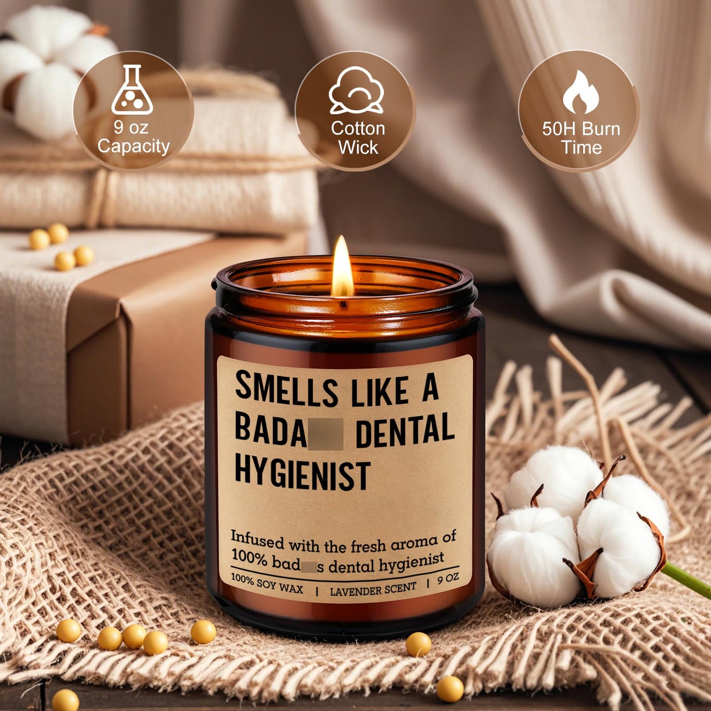 LEADO Scented Candle, Dental Hygienist Gifts - RDH Graduation, Dental Hygiene Gifts for Women, Men - Funny Congrats, Appreciation Ideas for Hygienist, School Student, Coworkers - RDH Retirement Decor