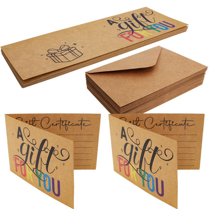 Ceiba Tree 30Pak Blank Gift Certificates for Business Kraft Certificate Cards with Envelopes for Salon Restaurants Spa Birthday Holidays Fathers Day