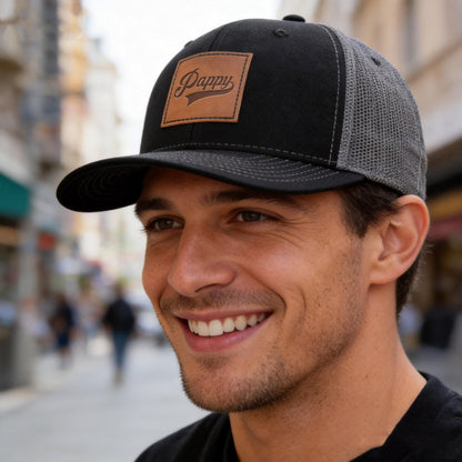 Daddy Hat,Pappy Trucker Hat Structured Classic Adjustable Papa Snapback Baseball Cap Black