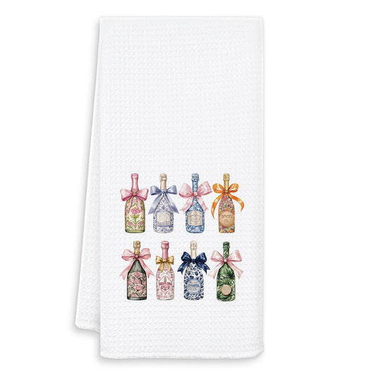 Champagne Gift Kitchen Towels, Gifts for Champagne Lovers Decor Dish Tea Hand Towels for Kitchen, Grandmillennial Sparkling Wine Bar Towels, 16x24 Inch
