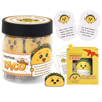 PinCute 60 Positive Taco Affirmation Jar - Teacher Appreciation Gifts, Self Care Graduation Gift, Birthday Gifts for Women Men Teen, Cute Home Decor