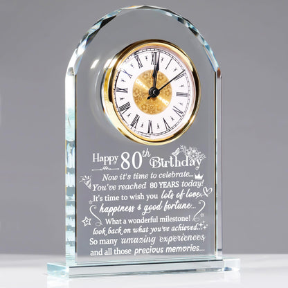 Ornalrist Happy 80th Birthday Quartz Clock Gifts for Women, Men, Couple, Parents & Grandma - 80 Year Old Birthday Presents for Her, Mom, Dad - 80 Year Blessing Quartz Clock Keepsake Home Decor