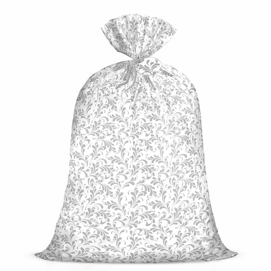 WRAPAHOLIC 56" Large Plastic Gift Bag - Silver Floral Jumbo Bike Bag Gift Wrap for Birthdays, Mother's Day, Wedding, Baby Shower, Parties, or Any Occasion - 56" H x 36" W