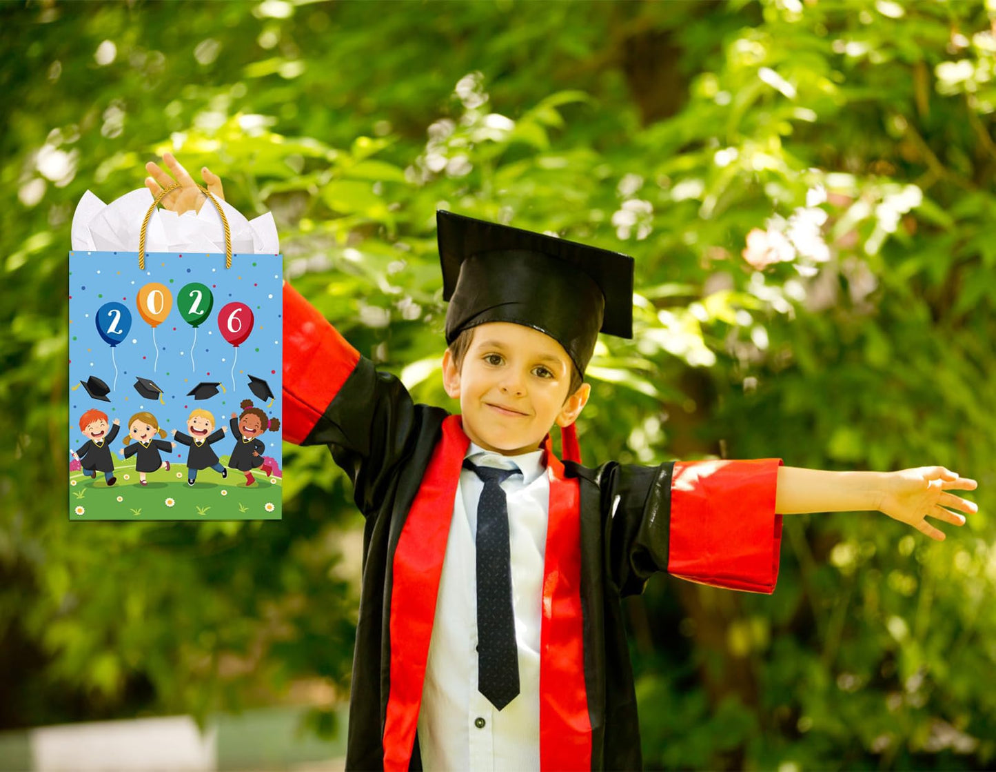 PETCEE Kindergarten Graduation Gift Bags 2026 - Pre K Preschool Graduation Bags with Tissue Paper Class of 2026 Grads Wrapping Paper Gift Bags for Kids Girls Boys Daughter Son Party Favors